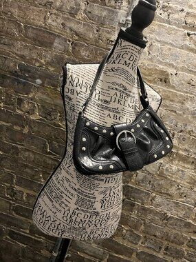 Black Punk Vegan Leather Silver Studded Handbag NWOT